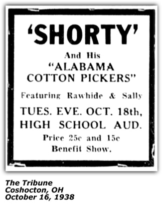 Promo Ad - Shorty and His Alabama Cotton Pickers 1938