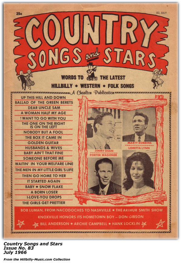 Cover - Country Songs and Stars - Issue No. 83 - July 1966 - Loretta Lynn; Marty Robbins; Porter Wagoner; Jimmy Dean