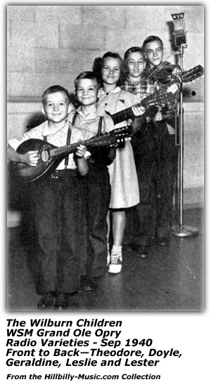 Photo - The Wilburn Children - Theodore, Doyle, Geraldine, Leslie and Lester - Radio Varieties - September 1940