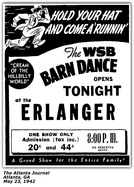 Promo Ad - WSB Barn Dance - Woman's Club Auditorium - 1941