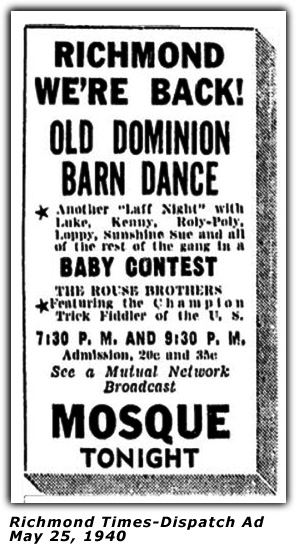 WRVA Old Dominion Barn Dance Ad 1940