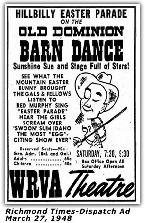 WRVA Old Dominion Barn Dance Ad 1948