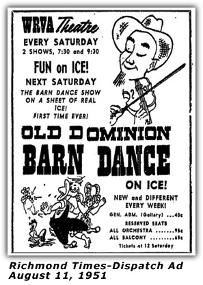 WRVA Old Dominion Barn Dance Ad 1951