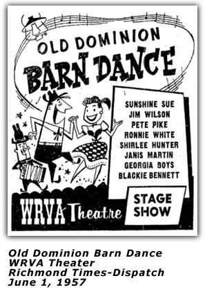 WRVA Old Dominion Barn Dance Ad - June 1 1957