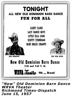 WRVA Old Dominion Barn Dance Ad - June 15 1957