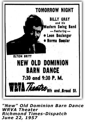 WRVA Old Dominion Barn Dance Ad - Last Show - June 22 1957