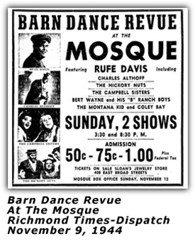 Rufe Davis Barn Dance Revue - Nov 1944 Ad