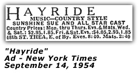 Hayride - NY Times Ad - Sep 1954