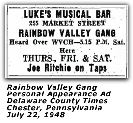 Rainbow Valley Gang - Lukes Musical Bar - July 1948