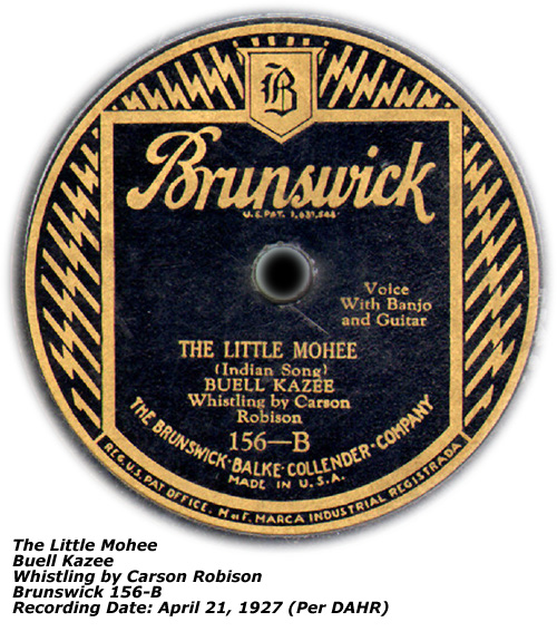 Buell Kazee - The Little Mohee - Brunswick - 1927
