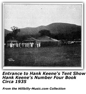Entrance to Hank Keene's Tent Show - Hank Keene's Number Four Book - 1935