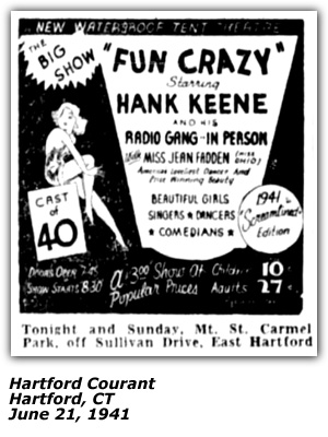 Promo Ad - Fun Crazy - Hank Keene and his Radio Gang - Hartford, CT - June 1941