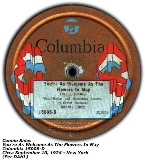 Connie Sides - Columbia 150008-D Circa September 1924
