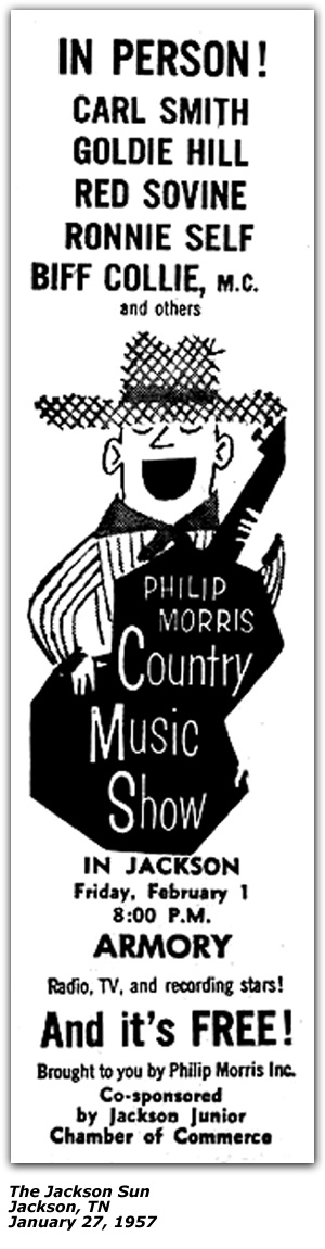 Promo Ad - Philip Morris Country Music Show - Jackson, TN - January 1957