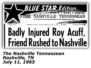 Newspaper Headline - Roy Acuff Rushed to Hospital - July 11, 1965