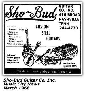 Promo Ad - Sho-Bud Guitar Company - March 1968