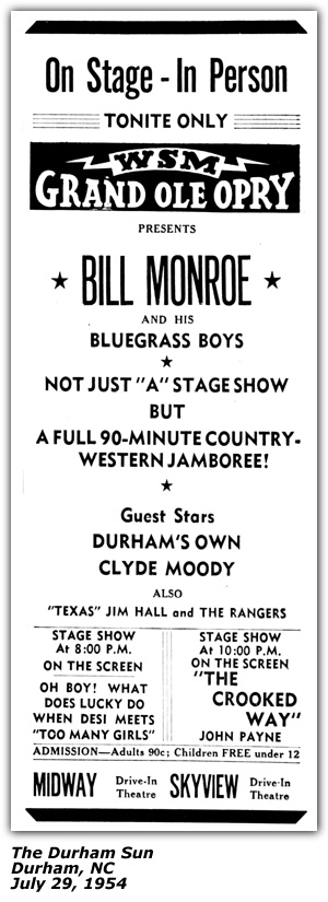 Promo Ad - Capitol Theatre - Raleigh, NC - Clyde Moody - Carolina Wood Choppers - Tar Heel Jamboree - September 1949