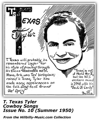 T. Texas Tyler; Cowboy Songs Issue No. 10; 1950