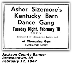 Promo Ad - Kentucky Barn Dance - Clearspring Gym - Asher Sizemore - February 1947