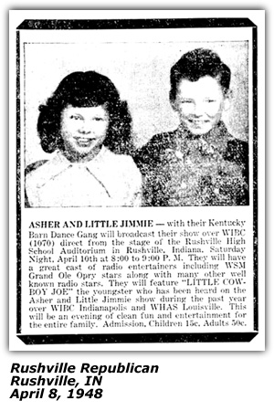 Promo Ad - Nancy Louise and Little Cowboy Joe - Rushville, IN - April 1948