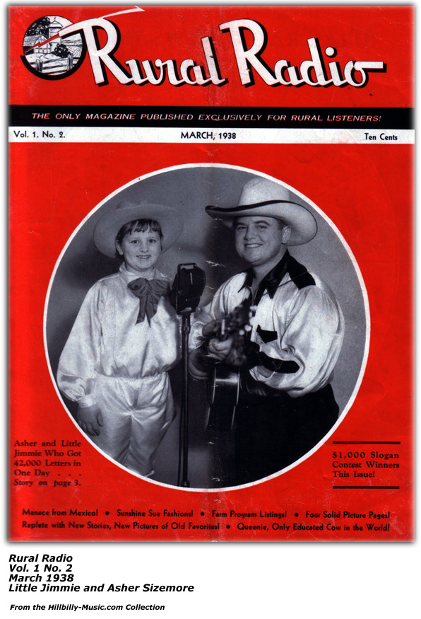 Rural Radio Magazine Cover - March 1938 - Little Jimmie and Asher Sizemore
