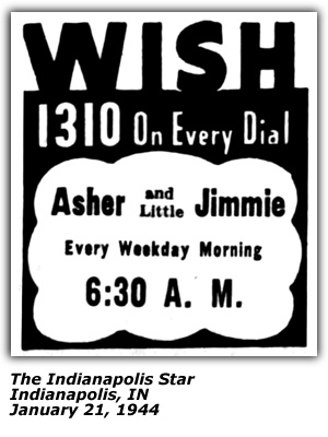 Promo Ad - WISH - Indianapolis, IN - Asher and Little Jimmie - January 1944