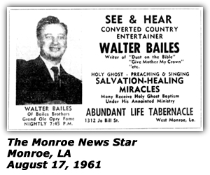 Promo Ad - Abundant Life Tabernacle - Walter Bailes - August 1961