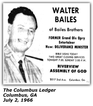 Promo Ad - Riverview Assembly of God - Columbus, GA - Walter Bailes - July 1966