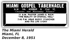 Promo Ad - Miami Gospel Tabernacle - Miami, FL - Pastor James E. Rich - Buddy Starcher