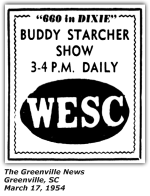 Promo Ad - WESC - Buddy Starcher - Greenville, SC