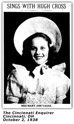 Mary Ann Vasas - Newspaper Promo Photo - Cincinnati, OH - October 1938