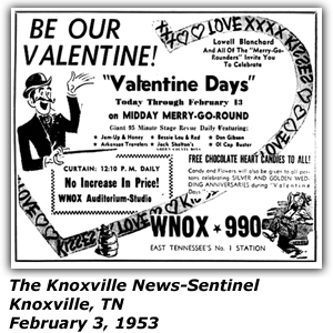 Promo Ad - WNOX Mid-Day Merry-Go-Round - Lowell Blanchard - February 1953