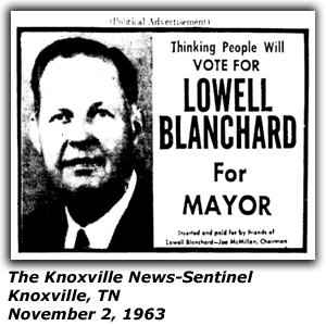 Political Ad - Lowell Blanchard for Mayor - November 1963