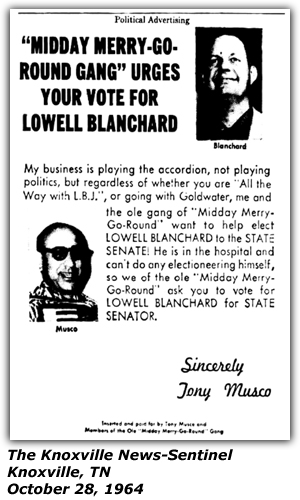 POlitical Ad - Lowell Blanchard - Tony Musco - October 1964