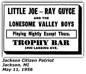 Promo Ad - Trophy Room - May 1956 - Little Joe - Ray Guyce - Lonesome Valley Boys