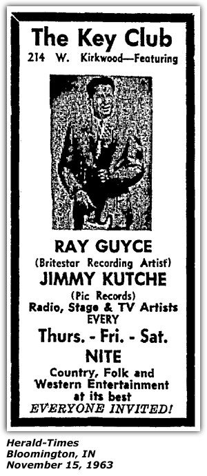 Promo Ad - The Key Club - Bloomington, IN - November 1963 - Ray Guyce - Jimmy Kutche