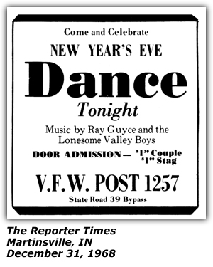 Promo Ad - VFW Post 1257 - December 1968 - Ry Guyce and the Lonesome Valley Boys