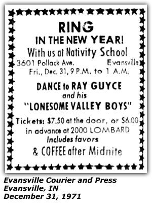 Promo Ad - Nativity School - Evansville, IN - December 31, 1971 - Ray Guyce - Lonesome Valley Boys