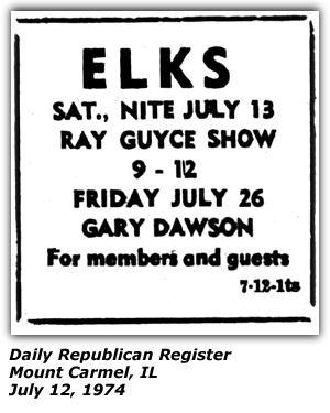 Promo Ad - VFW Club - Princeton, IN - June 1974 - Bebe and Ray Guce