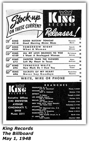 Promo Ad - King Records - Billboard - Hawkshaw Hawkins - May 1948