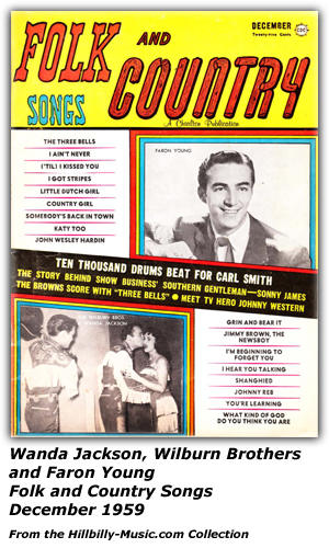 Folk and Country Songs Magazine Cover - December 1959 - Faron Young - Wilburn Brothers - Wanda Jackson