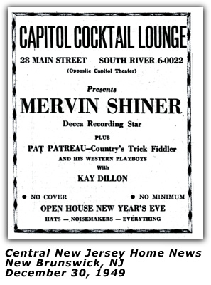 Merv Shiner - 1949 New Year's Eve Ad - New Jersey