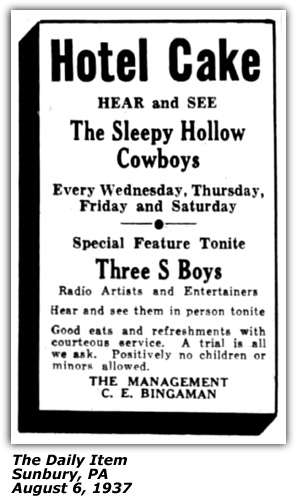 Sleepy Hollow Cowboys Hotel Cake August 6 1937