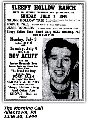 Roy Acuff Sleepy Hollow Ranch June 30 1944