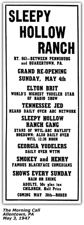 Elton Britt Sleepy Hollow Ranch May 3 1947