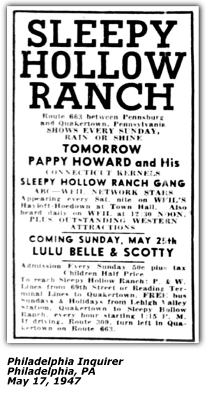 Pappy Howard and his Connecticut Kernels Sleepy Hollow Ranch May 17 1947