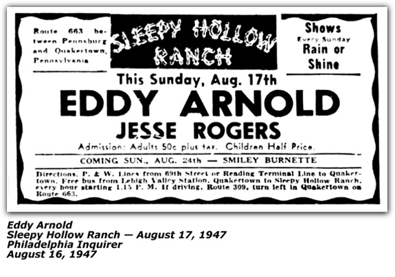 Eddy Arnold Sleepy Hollow Ranch - August 16 1947