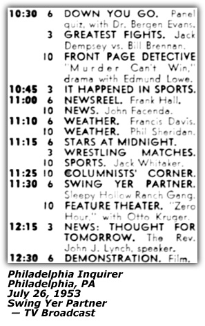Swing Yer Partner - TV Broadcast July 26 1953