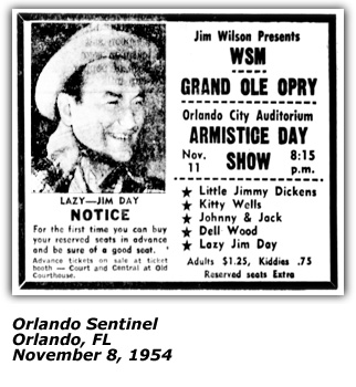 Promo Ad - Lazy Jim Day - Orlando - November 1954
