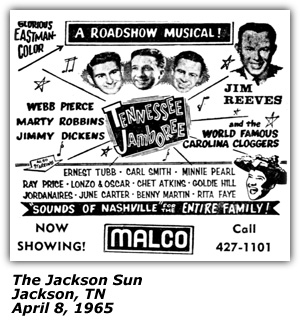Promo Ad - Tennessee Jamboree Movie - Benny Martin - Jackson, TN - APril 1965